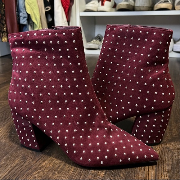 Qupid Studded Faux Suede Ankle Booties - Picture 3 of 9